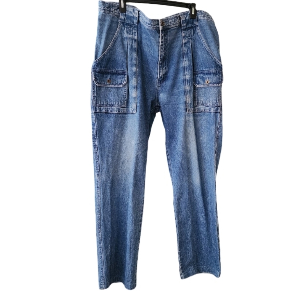 Eddie Bauer Men's 42 Cargo Utility Stonewash‎ Denim Jeans